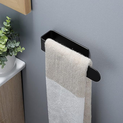 Taozun Black Towel Bar 2 Pack Hand Towel Holder Stainless Steel Towel Rail | Hand Towel Rack, Self Adhesive, Easy Peel & Stick, For Bathroom Kitchen, Sturdy & Durable