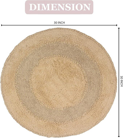 Home Weavers Radiant Collection 100% Cotton Bathroom Rugs Set, Bathroom Décor, Washable Rug, Extra Soft and Absorbent Bath Rug, Kitchen Mat, Bath Mat Set, Bath Floor Mat Non Slip, 30" Round, Linen