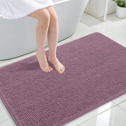 OLANLY Large Bathroom Rugs 47x32, Extra Soft Absorbent Chenille Bath Rugs | Deep Plum, Quick-Drying Rubber Backing, Machine Washable Bath Mat for Bathroom Floor, Tub and Shower, Home Decor Accessories