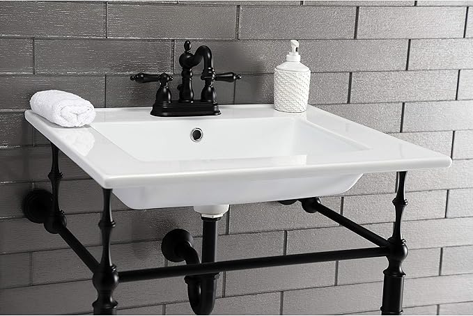 Kingston Brass KB1600AL Heritage 4-Inch Centerset Lavatory Faucet with Retail Pop-Up, 4-3/4", Matte Black