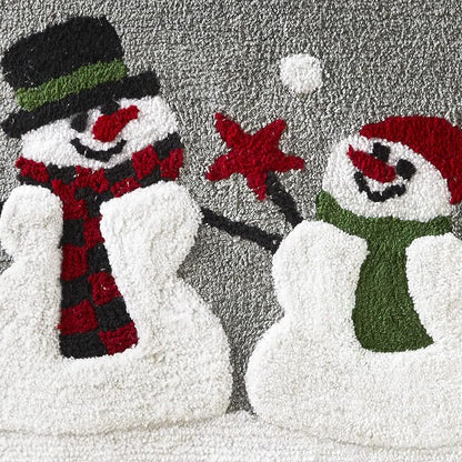 SKL Home Christmas Woodland Winter Snowman Bath Rug, 20" x 30", Multi | Ultra-plush & absorbent. Anti-slip Latex backing. Great for the bathroom, kitchen & more. Machine washable.
