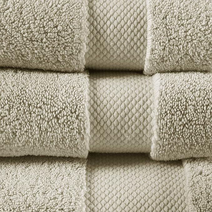 Madison Park Signature Splendor Luxury 100% Cotton Bathroom Towel Set - Soft, Plush 1000 GSM Heavyweight Hotel Quality, Zero Twist, Highly Absorbent, Quick Dry, Multi Sizes, Natural 6 Piece