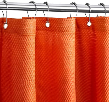 Tititex Solid Burnt Ochre Orange Cloth Fabric Shower Curtain Liner with 2 Magnets - Texture Soft Hotel Quality Shower Liner, Light-Weight & Machine Washable 72x72 inch
