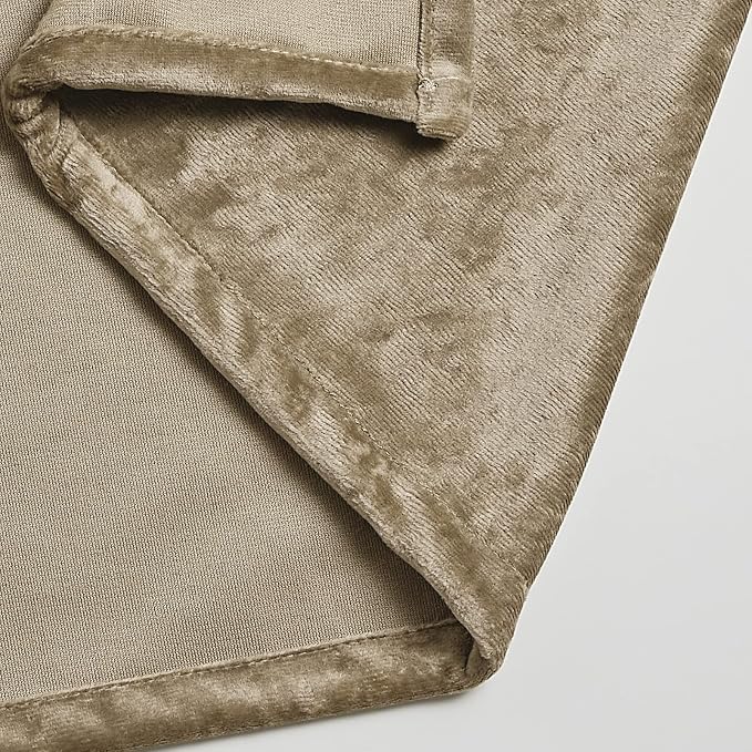 Fredsure Distressed Velvet Shower Curtain Set, 13 Pieces Khaki Including 1 Piece 72"x72" Shower Curtain and 12 Pieces Silver Hooks