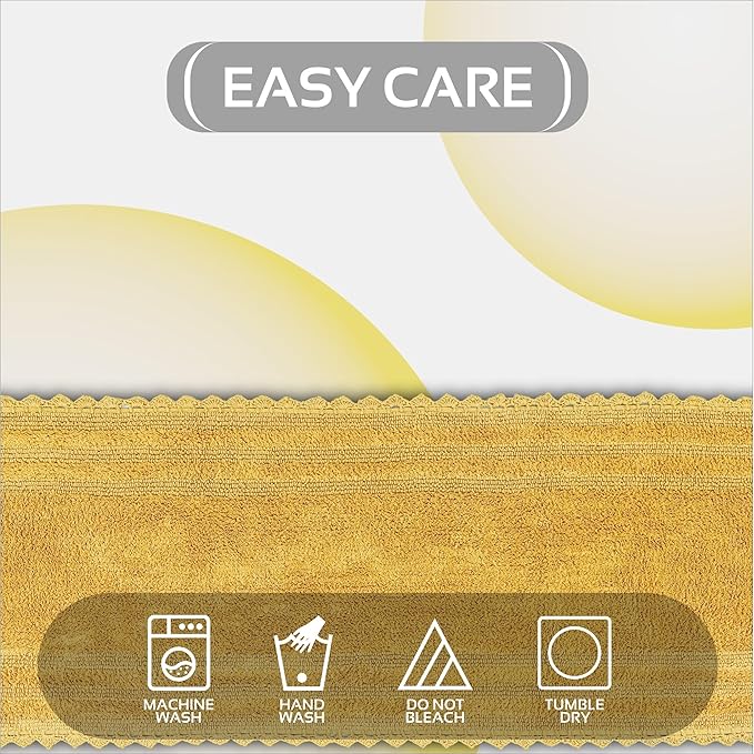 Better Trends Lilly Crochet Yellow Large Bath Mat & Long Bath Rugs, 100% Cotton & Reversible Bath Runner Rug, Absorbent Shower Rugs for Bathroom, Washable Bath Rugs - 20 x 60 Runner Rug