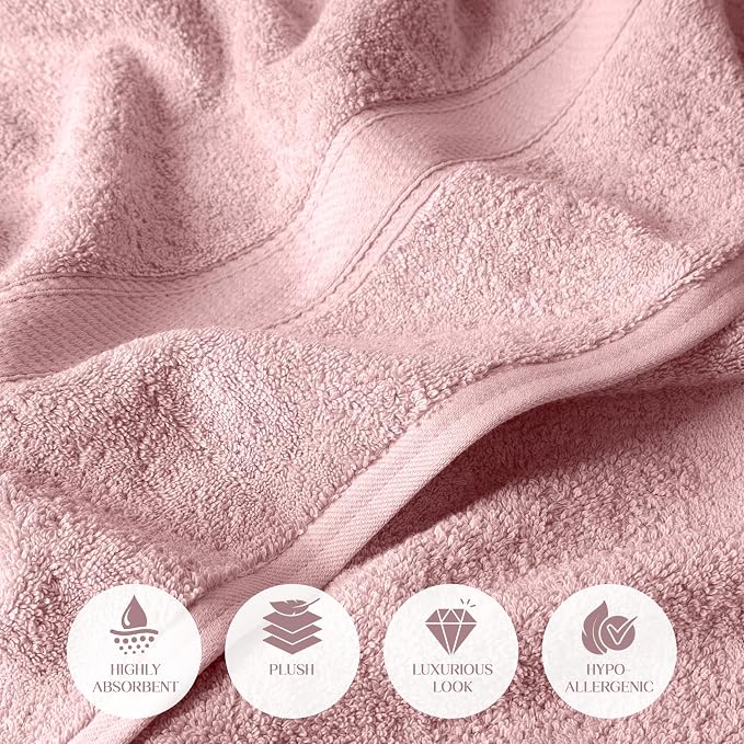SUPERIOR Egyptian Cotton Ultra Plush & Absorbent, 6 Piece Set, Tea Rose | Quick Dry, Soft Luxury Towel Set, Bath Essentials, Guest Bath, Spa, 2 Bath, 2 Hand, 2 Face Towels, Madeline Towels