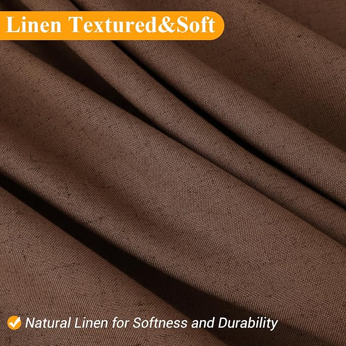 Caramel Brown 36 Inch Shower Curtain - Stall Narrow Half Linen Ultra Thick Fabric Shower Curtain Set with Hooks, Boho Farmhouse Rustic RV Camper Bath Curtains for Bathroom, 36x72