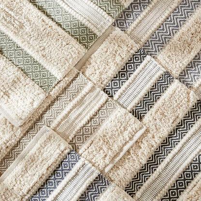 INK+IVY Asher Non-Slip Bath Rug Absorbent Quick Dry Striped, 22 x 58, Navy | Soft Pile, Machine Washable, Striped Pattern, Boho, OEKO-TEX Certified, Hand-Woven Texture, for Bathroom, Shower Room