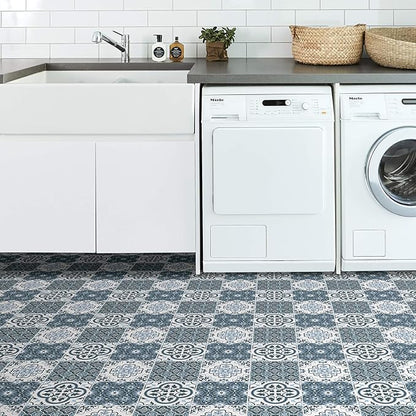 FloorPops FP2951 Myriad Peel & Stick Floor Tiles, Blue