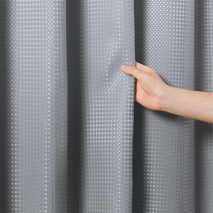 Shower Curtain 72 inches Long 6FT for Bathroom 1 Panel Grey | Ombre Waffle, Shower Curtains with Hook, Water Repellent, Boho Farmhouse, Simple Modern Bath Decor, 72x72