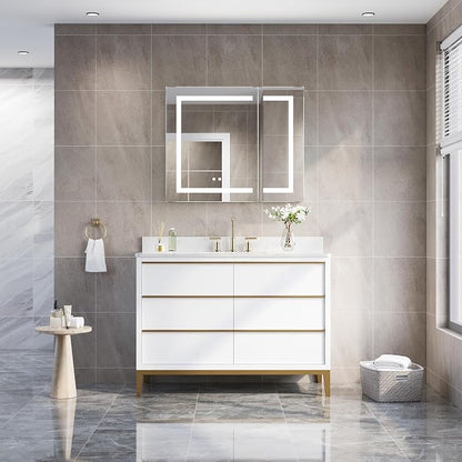 36" X 30" Bathroom LED Medicine Cabinet with Mirror, Medicine Cabinet with Lights, Bathroom Mirror with Storage, Dimmer, Defogger, Outlets & USB Ports, Double Doors