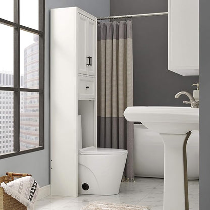 Crosley Furniture Tara Over The Toilet Storage Cabinet and Bathroom Organizer with a Drawer and Shelves, Vintage White