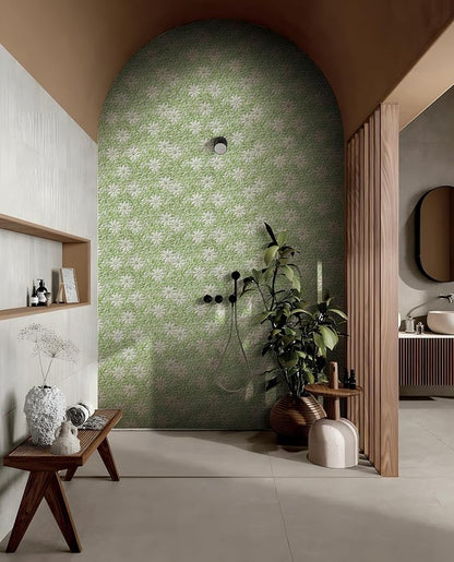 5 Sheets Green Flower Luminescent Mosaic Wall and Floor Tiles for Bathroom and Kitchen 12.2 * 12.6 Inches 1.07 sq.ft