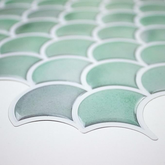 RoomMates TIL4571FLT StickTiles Aqua Scallop Peel and Stick Tile Backsplash