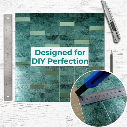 XUANINY Peel and Stick Tile Backsplash Self- Adhesive Wall Tiles Aluminum Mosaic Sticker for Kitchen (11.33"x11.92" Per Sheet, Pack of 10 pcs) (Dark Green 10)