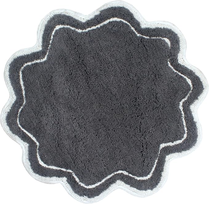 Home Weavers Allure Collection 100% Cotton Tufted Round Shape Bathroom Rug, Soft and Absorbent Bath Rugs, Non-Slip Bath Carpet, Machine Wash Dry Bath Mats for Bathroom Floor, 30" Round, Dark Gray