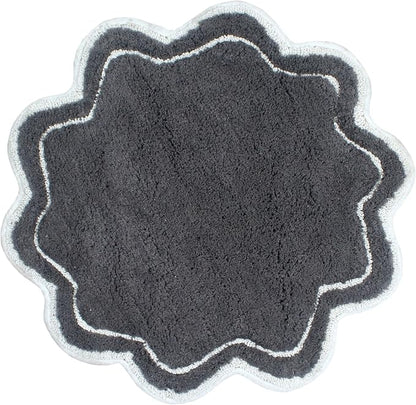 Home Weavers Allure Collection 100% Cotton Tufted Round Shape Bathroom Rug, Soft and Absorbent Bath Rugs, Non-Slip Bath Carpet, Machine Wash Dry Bath Mats for Bathroom Floor, 30" Round, Dark Gray