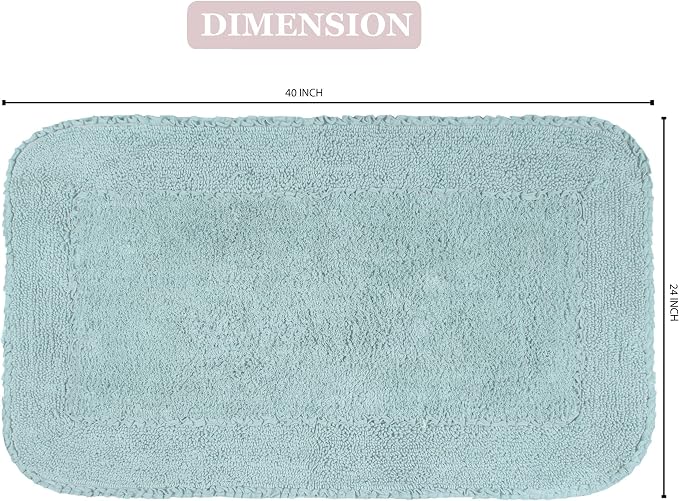 Home Weavers Radiant Collection 100% Cotton Bathroom Rugs Set, Washable Rug, Extra Soft and Absorbent Bath Rug, Kitchen Mat, Bath Mat Set, Bath Floor Mat Non Slip, 24"x40" Rectangle, Sky Blue