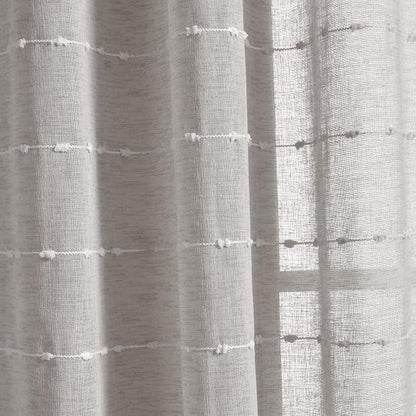 Lush Decor Farmhouse Textured Sheer Window Curtain Valance, 52"W x18"L, Gray