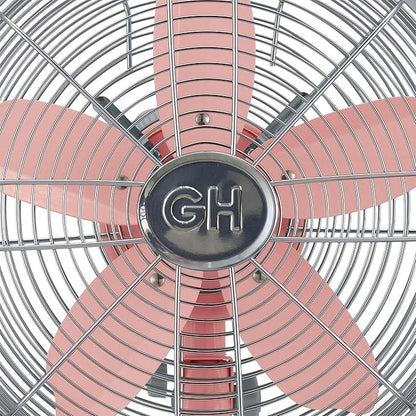 Good Housekeeping 92606 All-Metal 12" Retro Desk Office Table Fan with Wide Oscillation, 3-Speed Settings & Carrying Handle, Pink
