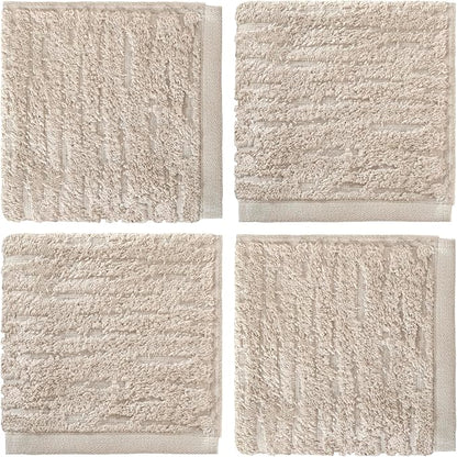 SKL Home CloudSoft Washcloth Set, 4-Piece, 100% Cotton Luxury, Oatmeal | Premium spa-level quality. 520 GSM weight. Ultra plush & absorbent.