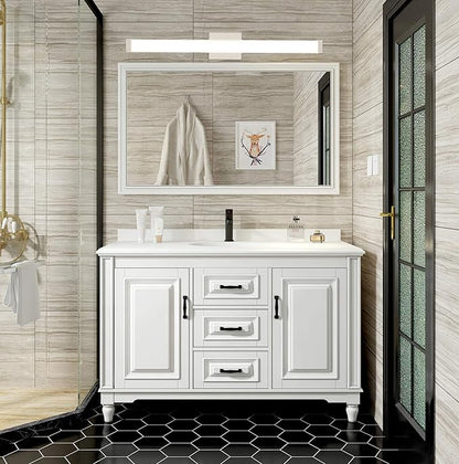 LED Bathroom Vanity Light Fixtures 33.5in Brushed Nickel,Dimmable18W 4000K Natural White Square Wall Fixture, Modern Lighting for Over Mirror, Damp Rated