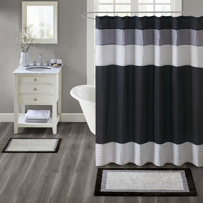 Madison Park Amherst Tufted Bath Rug Cotton Non-Slip, 20 x 30, Black | Quick Dry, Ultra Soft, Pile, Machine Washable, Absorbent, OEKO-TEX Certified