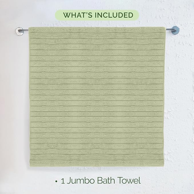 Elegant Comfort 100% Turkish Cotton Corduroy Ribbed Luxury Jumbo Bath Towel Ultra Soft - 35 x 70 Inch - Luxury Spa Premium Hotel Quality Highly Absorbent and Quick Dry Large Bath Towel, Mint Green