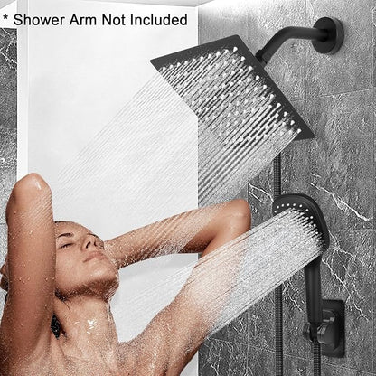 NearMoon Shower Head with Hose, High Pressure Stainless Steel Rain Shower and 3 Settings Handheld Spray Combo with Push Button Flow Control (8 Inch, Matte Black)