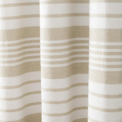Lush Decor Nantucket Yarn Dyed Cotton Blend Tassel Fringe Shower Curtain Single 72" W x 72" L Taupe - Tan Shower Curtains for Bathroom Curtain