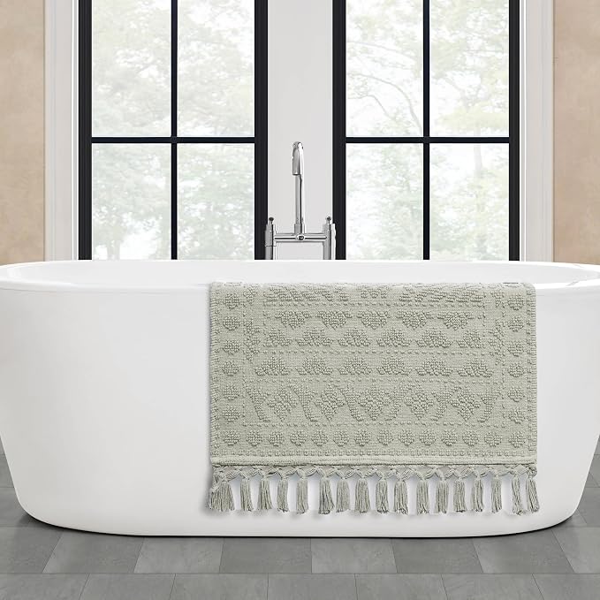 French Connection Nellore Bath Rugs, Woven and Beaded Bath Mats, Durable and Thick Bath Mats for Bathroom and Shower Rugs, 26" x 49", Medium Grey