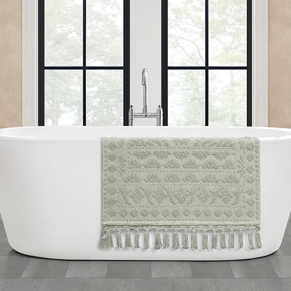French Connection Nellore Bath Rugs, Woven and Beaded Bath Mats, Durable and Thick Bath Mats for Bathroom and Shower Rugs, 26" x 49", Medium Grey
