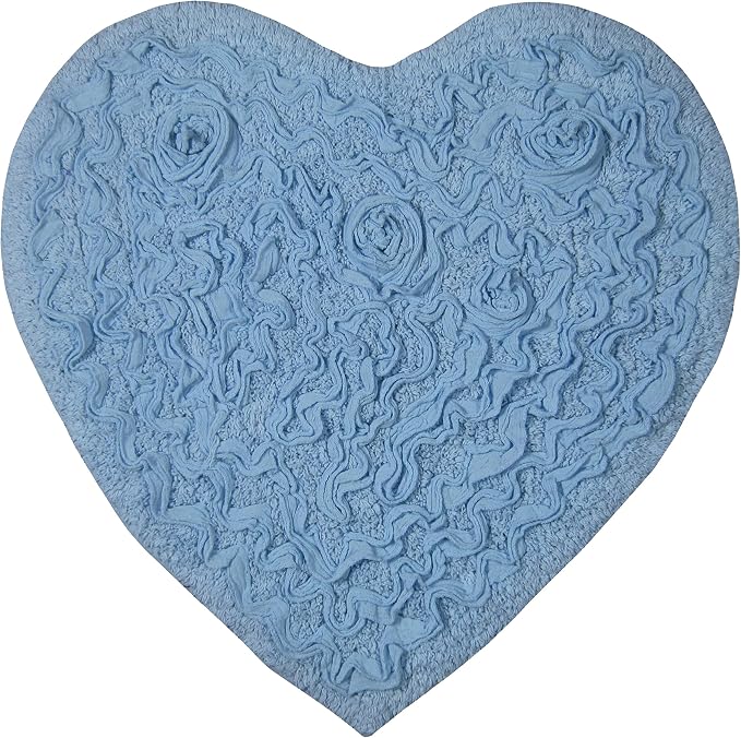 Home Weavers Bell Flower Collection 100% Cotton Tufted Bath Rugs, Extra Soft and Absorbent Bath Rugs, Non-Slip Bath Mats, Machine Washable, Bath Mats for Bathroom Floor, 25"x25" Heart, Sky Blue