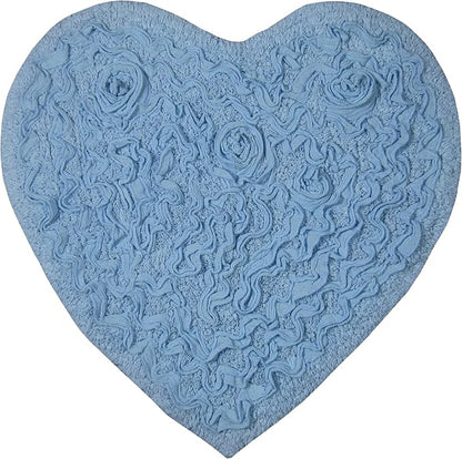 Home Weavers Bell Flower Collection 100% Cotton Tufted Bath Rugs, Extra Soft and Absorbent Bath Rugs, Non-Slip Bath Mats, Machine Washable, Bath Mats for Bathroom Floor, 25"x25" Heart, Sky Blue