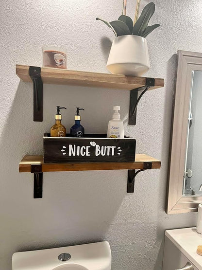 Admired By Nature Hello Sweet Cheeks Solid Wood Toilet Paper Holder, Farmhouse Décor, Toilet Paper Storage, Bathroom Accessories, Bathroom Décor, for Home Décor Bathroom Organizer (Black)