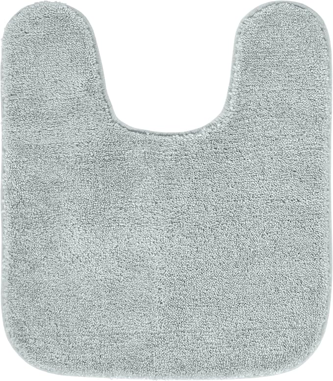 Garland Rug Traditional Nylon Washable Platinum Gray 5 Piece Set - Lid, Contour, 3 Bath Rugs - Soft, Absorbent, and Stylish for Your Bathroom