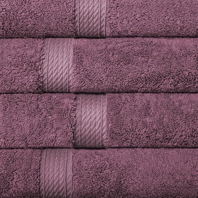 SUPERIOR Egyptian Cotton Plush & Absorbent, Hand Towel Set of 4, Plum | Quick Dry, Soft Luxury Towel Set, Bath Essentials for Bathroom, Guest Bath, Spa, 4 Piece Set, Madeline Towels