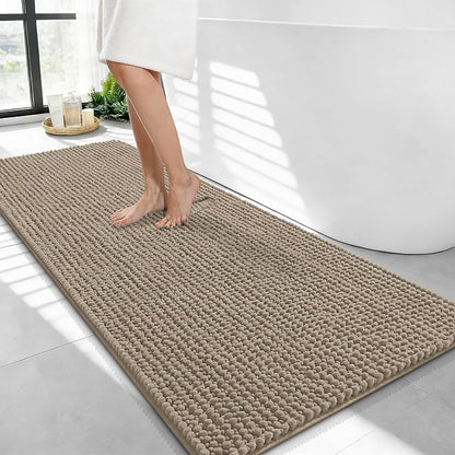 OLANLY Thick Chenille Bathroom Runner Rugs Mats 44x24, Warm Taupe | Soft Absorbent Bath Rugs, Rubber Backing, Machine Wash Dry, Bath Mats for Bathroom, Tub and Shower, Home Decor Accessories