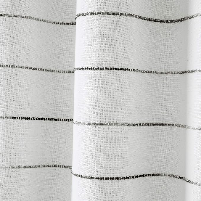 Lush Decor Ombre Stripe Yarn Dyed Cotton Shower Curtain, 72" W x 72" L, Gray & Multi - Fabric Shower Curtains - Striped Bathroom Curtain - Farmhouse & Coastal Decor