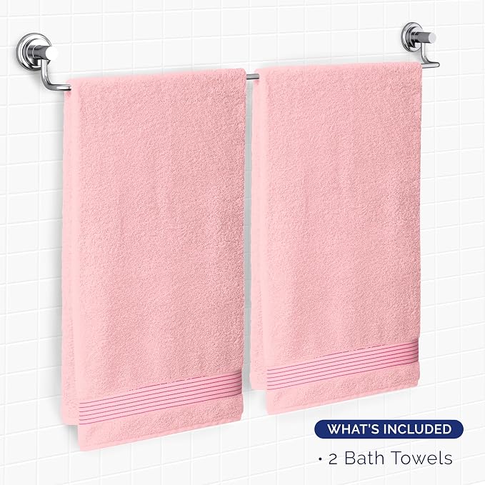 Elegant Comfort Premium Turkish Cotton 2 Pack Bath Towel Set - 27 x 54 inch, Luxurious Hotel Spa Quality 100% Turkish Cotton 2PC Bath Towel Set - Highly Absorbent - Soft Bathroom Towels, Dusty Rose