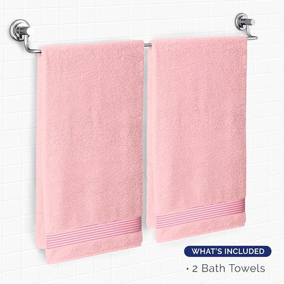 Elegant Comfort Premium Turkish Cotton 2 Pack Bath Towel Set - 27 x 54 inch, Luxurious Hotel Spa Quality 100% Turkish Cotton 2PC Bath Towel Set - Highly Absorbent - Soft Bathroom Towels, Dusty Rose