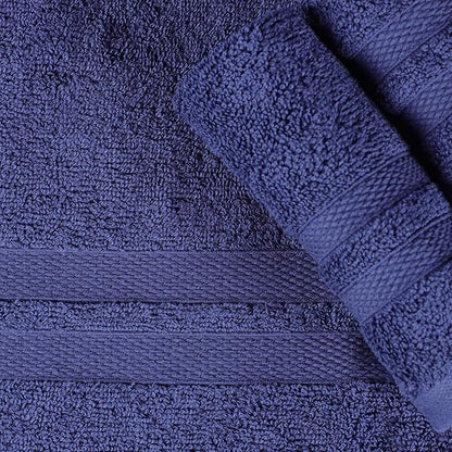 SUPERIOR Ultra-Soft 3-Piece Cotton Towel Set, Daily Use for Bathroom, Guest Room, Quick Dry, Set Includes 1 Bath Towel, 1 Hand Towel, and 1 Washcloth, Essential Plush Towels for Home - Navy Blue