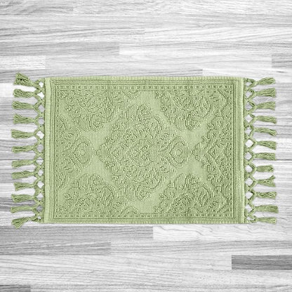 Jean Pierre - Ricardo Bath Mat, Woven Fringe Bathroom Rugs, 100% Cotton, Premium Bathroom Decor - Measures 27" x 52" - Sage Green