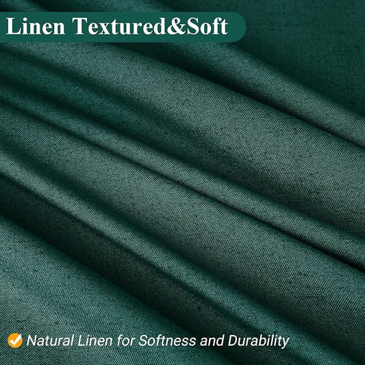 Dark Green 54 Inch Shower Curtain - Stall Narrow Half Linen Ultra Thick Fabric Shower Curtain Set with Hooks, Boho Farmhouse Rustic RV Camper Bath Curtains for Bathroom, 54x78