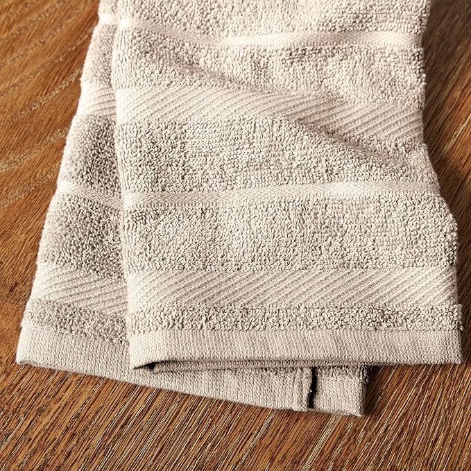 KitchenAid Albany Kitchen Towel 8-Pack Set, Milkshake Tan/White, 16"x26"