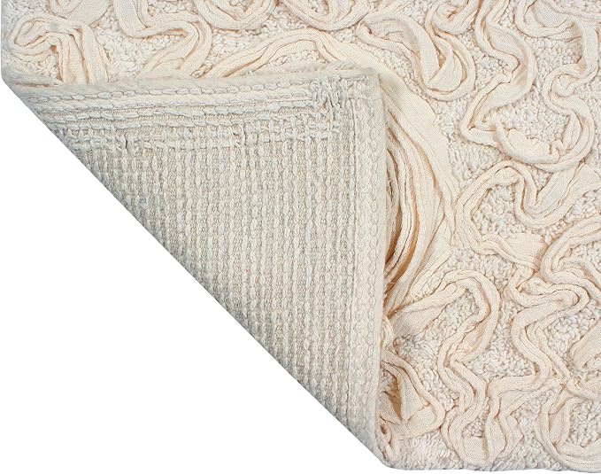 Home Weavers Bell Flower Toilet Lid Cover – 18"x18", 100% Cotton Tufted, Soft & Absorbent, Non-Slip, Machine Washable Bathroom Seat Cover, Ivory