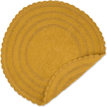 DII Crochet Collection Reversible Bath Mat, Round, 27.5" Diameter, Honey Gold