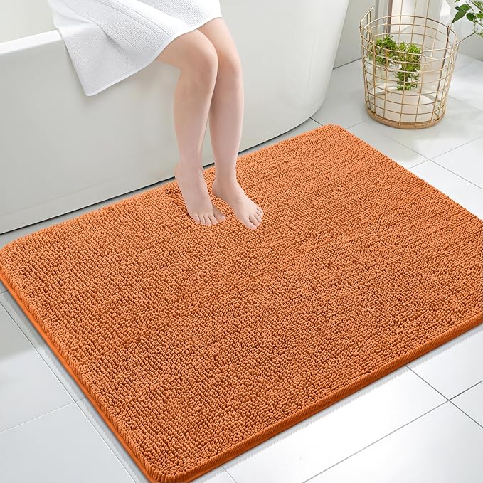OLANLY Large Bathroom Rugs 40x32, Extra Soft Absorbent Chenille Bath Rugs | Clay, Quick-Drying Rubber Backing, Machine Washable Bath Mat for Bathroom Floor, Tub and Shower, Home Decor Accessories