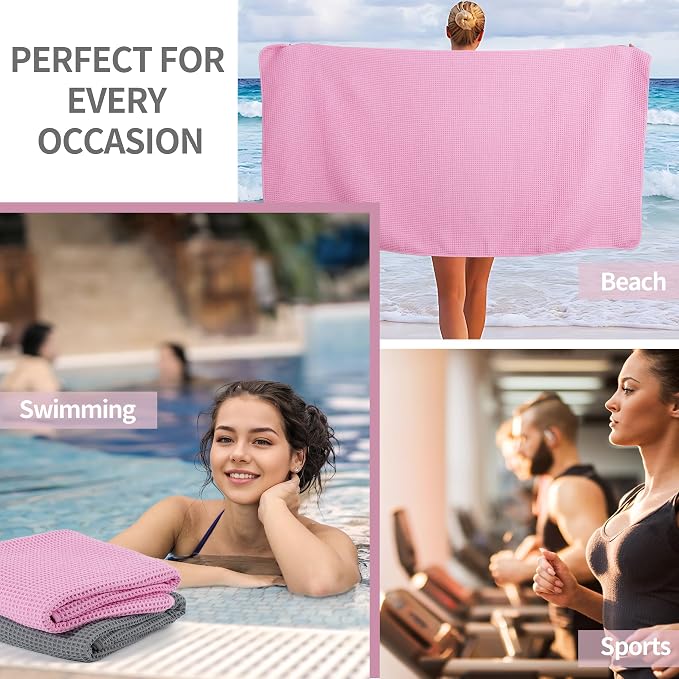 MICROFI New Microfiber Waffle Bath Towels, 2 Pieces, Oversized, Soft, Absorbent, Fast Drying, Lint Free 430 GSM (30''x60''/76cm x 152cm)