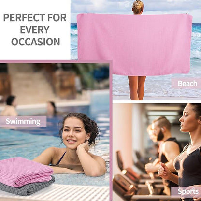 MICROFI New Microfiber Waffle Bath Towels, 2 Pieces, Oversized, Soft, Absorbent, Fast Drying, Lint Free 430 GSM (30''x60''/76cm x 152cm)